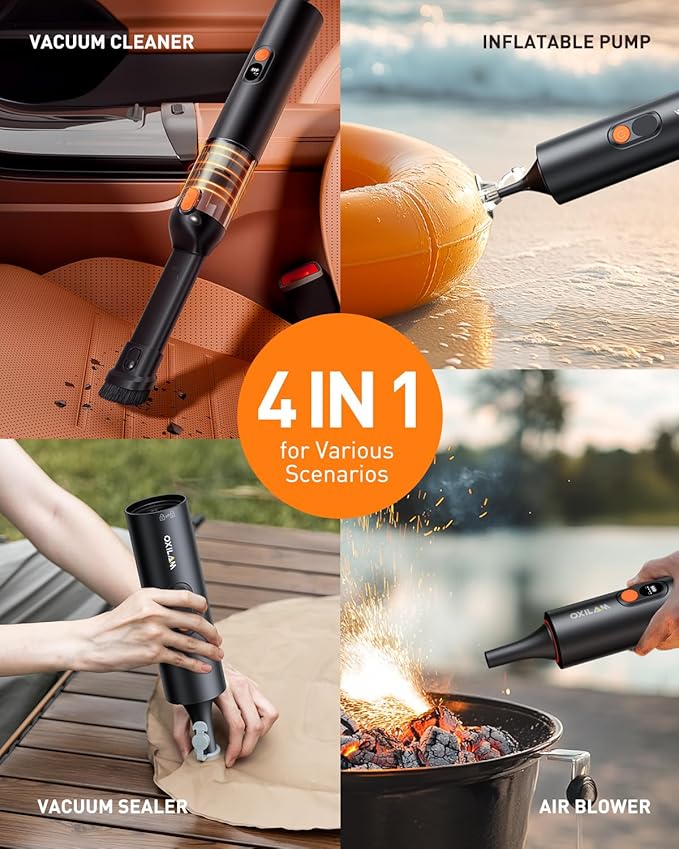 OXILAM Car Vacuum Portable - Handheld Vacuum Cordless 14000PA High Power, Blow & Suction 2 in 1, Up to 30 Mins Runtime, Cordless Vacuum Cleaner for Home, Car, Office, Gifts for Men & Women