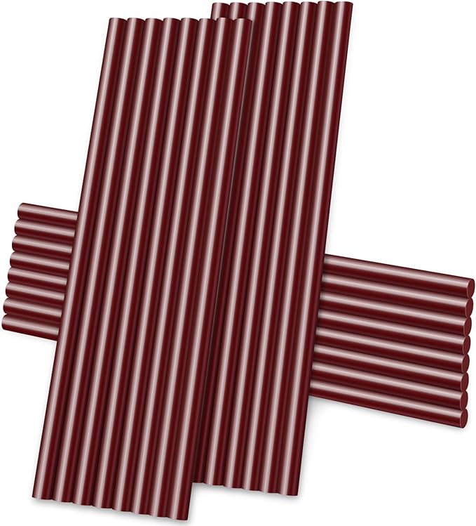 Manarty Wine Red Hot Glue Sticks, 24PCS Mini Size 0.27" Dia x 8" Long Hot Melt Glue Stick Colored, All Temperature Adhesive EVA Glue Sticks for Repairing Sealing Stamp DIY Art Craft Decoration