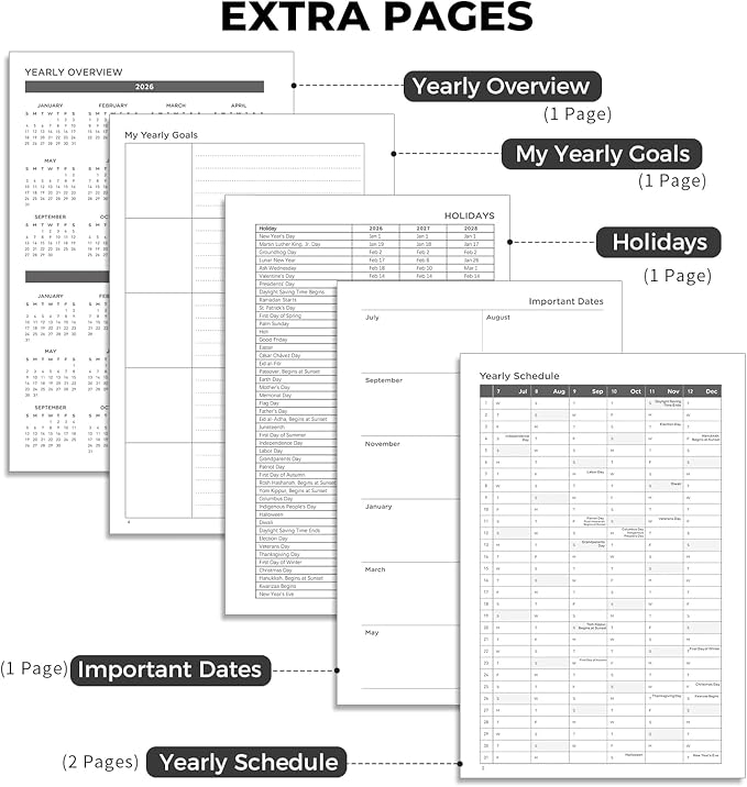 AHGXG Academic Planner 2026-2027, July 2026 - June 2027, Weekly and Monthly, 5.7" x 8.3", for Women, Teacher, Student, School, 12-Month Tabs, Flexible Plastic Cover (Black)