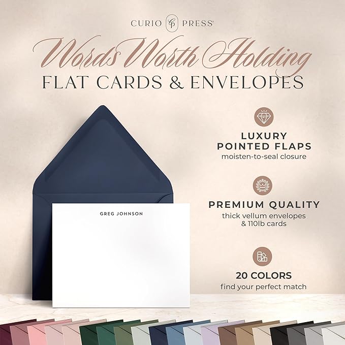 Personalized Stationery Note Cards with Envelopes, Custom Note Cards, Personalized Thank You Cards with Envelopes, Personalized Cards Handmade Note Cards & Greeting Cards - Minimalist Flat