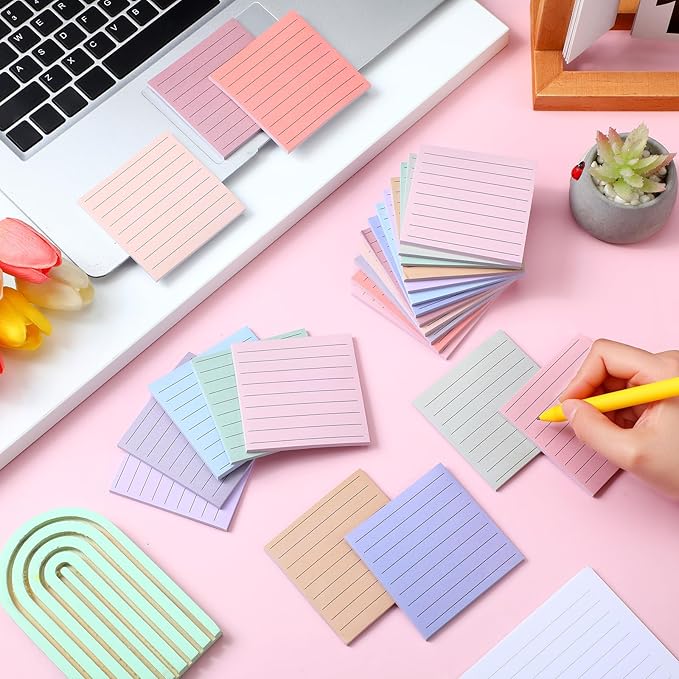 Yinder 24 Pcs Inspirational Sticky Notes Cute Motivational Sticky Notes Pad End of Year Employee Appreciation Gifts Bulk for Teacher Nurse Coworkers Office Supplies 3 x 3'' (No Words,Aesthetics)