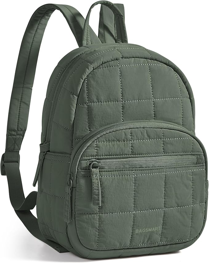 BAGSMART College Laptop Backpack, Mini Backpack for Women, Lightweight Small Backpack Purse, Bookbag for Work College, Water Resistant, Sage