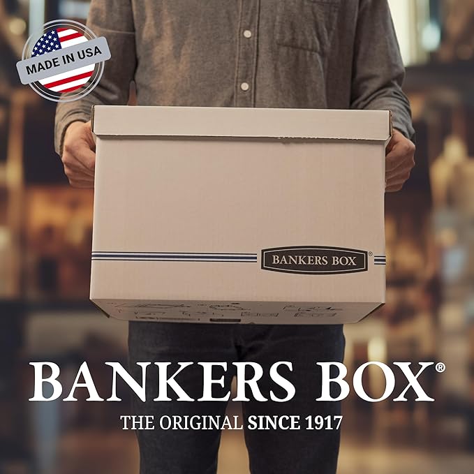 Bankers Box 12-Pack Basic Duty File Storage Boxes with Lids, Letter/Legal, STOR/FILE, (00703)
