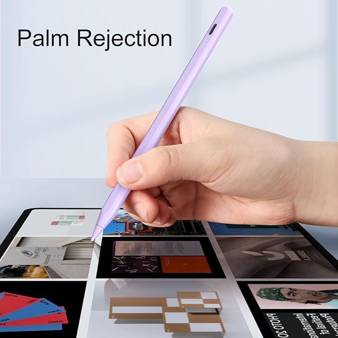 Stylus Pen for iPad, 13 mins Fast Charge for Apple iPad Pencil with Palm Rejection, Compatible with 2018-2024 iPad Air 3/4/5/6, iPad mini 5/6, iPad 6/7/8/9/10, iPad Pro 11"/12.9"/13" (Purple)