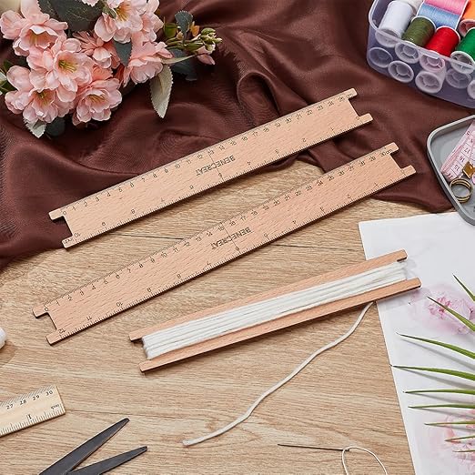 BENECREAT 3Pcs Wooden Floss Winder Board, 8/10/ 12inch Rectangle Quilting Rulers Sewing Tool for DIY Tailor Craft Tool Drawing Measuring Supplies