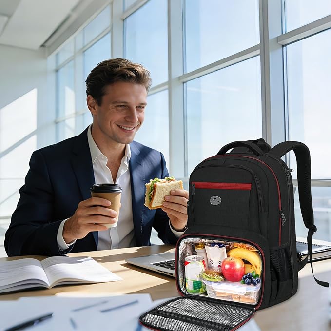 MATEIN Mens Backpack with Lunch Box, Sturdy Padded 17 Inch Laptop Backpack for College, Water Resistant TSA Work Bag with Cooler Compartment, Large Computer Bag for Campus Class Commute