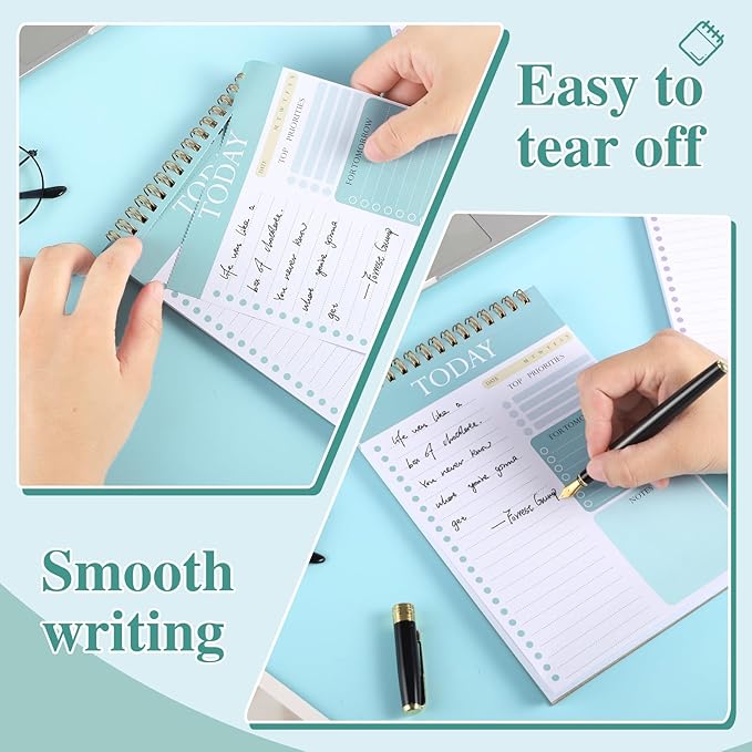 2 Packs To Do List Notepad, 104 Pages To Do List Notebook A5 Undated Daily Planner Notepad with Task Checklist Home Office School Supplies
