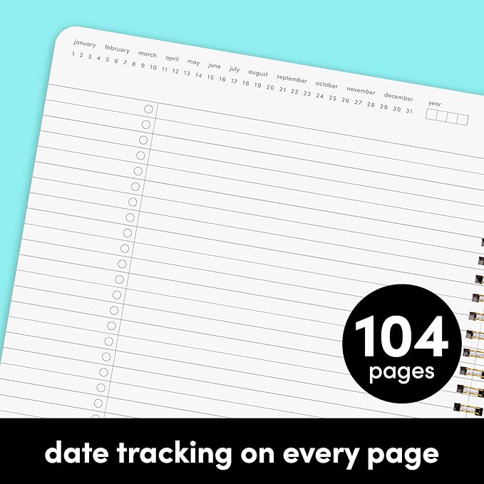 PAPERAGE Undated Daily Planner & To Do List Notepad (Navy), 8.5 in x 11 in, Spiral Bound Planner Notebook for Work, School or Home, 104 Lined Pages With Date Tracker for Plans & Notes