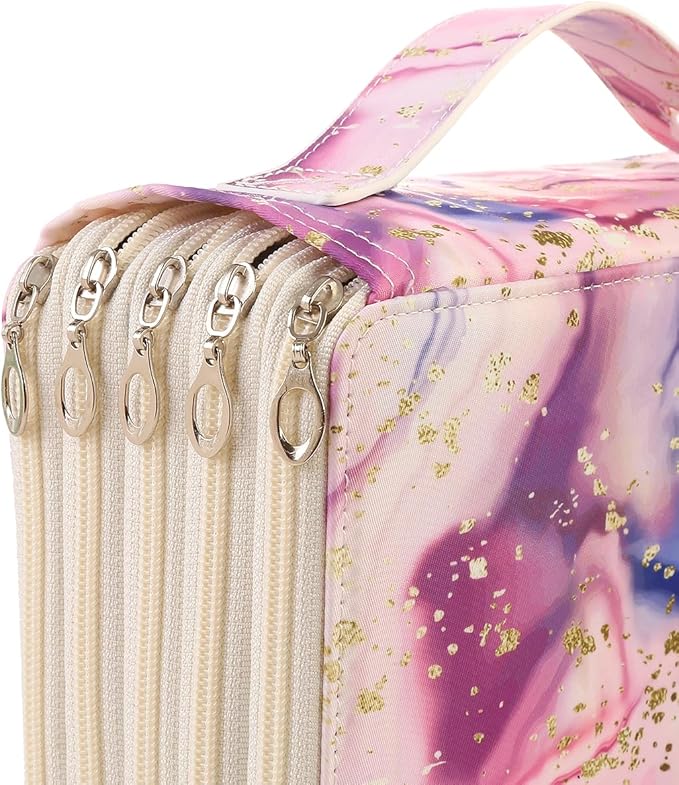 Portable Colored 250 Slots Pencil case Organizer with Printing Pattern for Watercolor Pens or Markers, Pencil Case Organizer for Artist