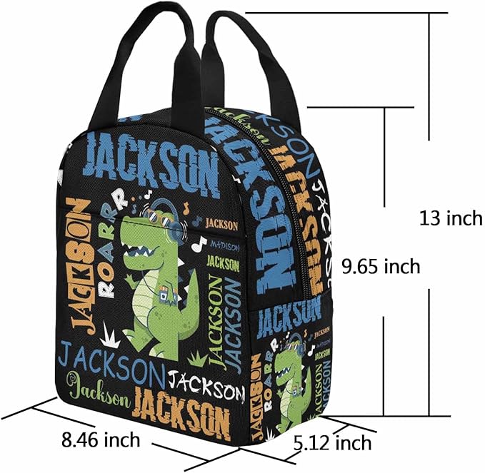 M YESCUSTOM Custom Toddler Boys Backpack with Name, Black Green Animal Personalized Backpack for Kids Preschool Kindergarten Bookbag with Lunch Bag Set