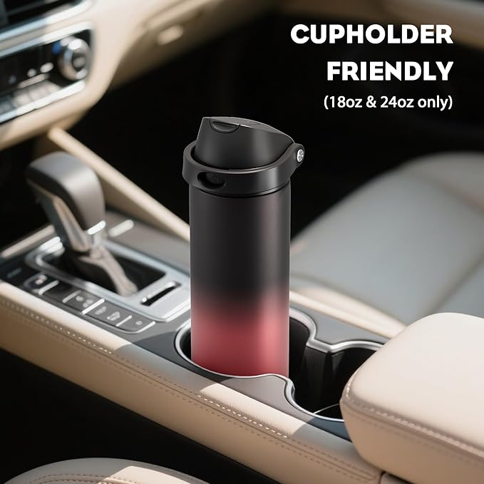 POWCAN 32 oz Stainless Steel Water Bottle: 2-in-1 Push-Button Spout & Quick-Flip Straw Lid, Leakproof, Keep Cold 24Hrs, BPA-Free, Insulated Water Bottle for Sports, School, Travel, Gym, Gift (Queen)