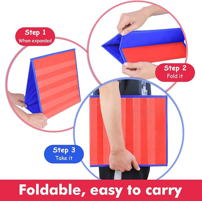 Tabletop Pocket Chart for Classroom, Small Double Sided Pocket Chart for Kids Learning at Home (Red-Blue)