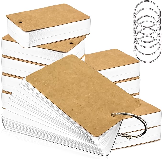 300 Pcs Flash Cards 2x3 Inch Index Cards with Ring Lined Note Card Bood Flashcards, Mini Blank Flash Cards 2x3 White Card Pad Index Note Bood 2 x 3 Notecards for Studying School Supply College