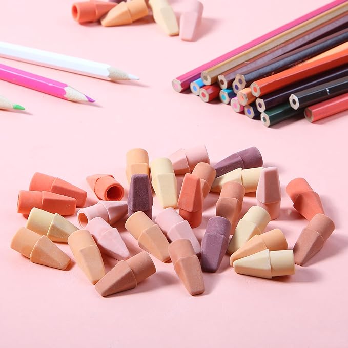 Mr. Pen- Pencil Top Erasers, 120 Pack, 6 Different Sunset Orange Colors, Latex-Free & No Smudge Pencil Eraser Tops