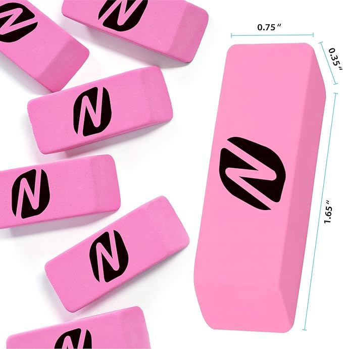 Noverbee 100‑Pack Pink Pencil Erasers – Large Latex‑Free Bulk Erasers for Kids, School, Classroom & Office – Smudge‑Free, Durable, Non‑Toxic Art & Homework Supplies
