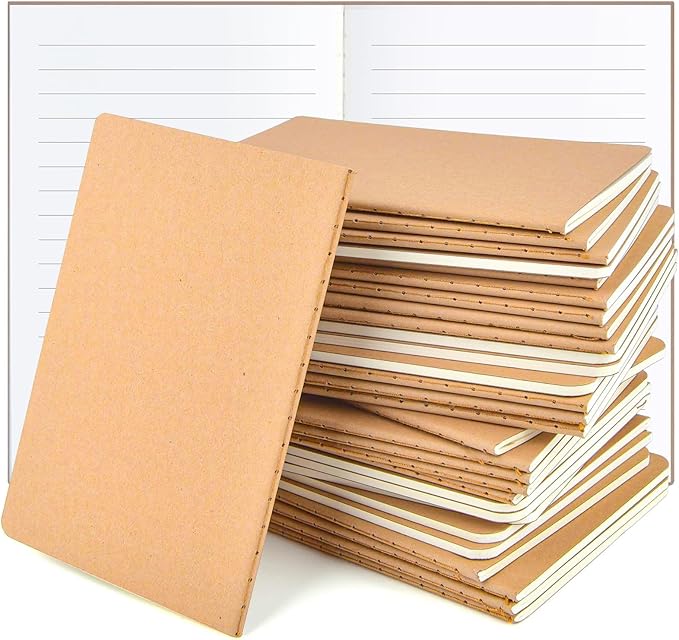 SAYAYA 12 Pack A6 Kraft Paper Small Notebooks Bulk, 4x6 Pocket Notebook with 60 Lined Pages, Mini Travel Journal, Sketchbook, Note, Memo Pads for Gifts, Students, Classroom, Business, Office Supplies