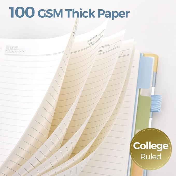 SKYDUE Sprial Notebook With Dividers Tabs, 5 Subject Notebook College Ruled