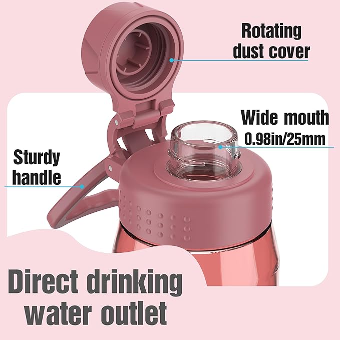 32oz Clear Water Bottle - BPA-Free Tritan Plastic, Fast Flow Spout Lid, Wide Mouth & Leakproof Design Hiking Water Bottle Suitable for Travel, Outdoors, Gym, Travel, Home, School(Red)