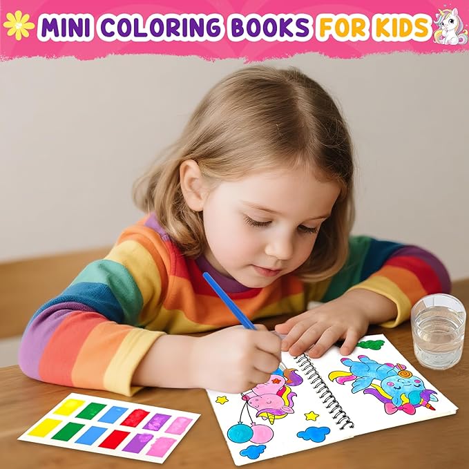 ZMLM 24 Water Coloring Books for Kids Party Favors - Bulk Mini Coloring Books for Kids Ages 4-8,Small Birthday Goodie Bag Stuffers School Teacher Return Gift Art Crafts Classroom Prizes (Unicorn)