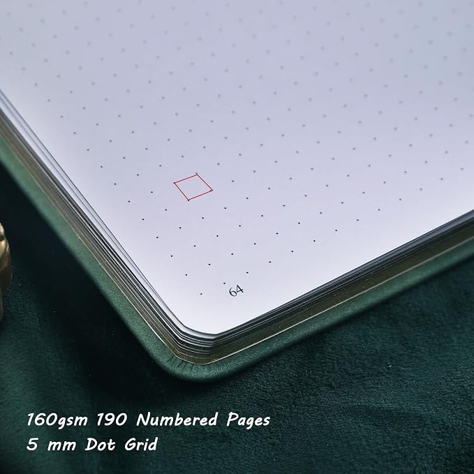 TIEFOSSI Dot Notebooks, A5 Hardcover Dot Journals for Writing Women, 160gsm Thick Paper, 190 Numbered Pages, for Planner Organization