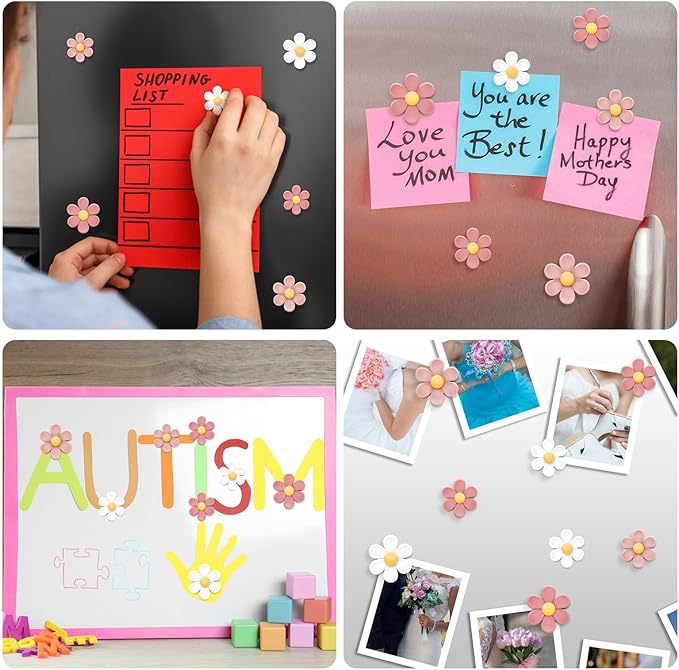 20 Pcs 3D Flower Fridge Magnets, Cute Fridge Magnets, Colorful Refrigerator Decorative Magnet for Whiteboard Locker Cabinet (11 Medium + 9 Large)