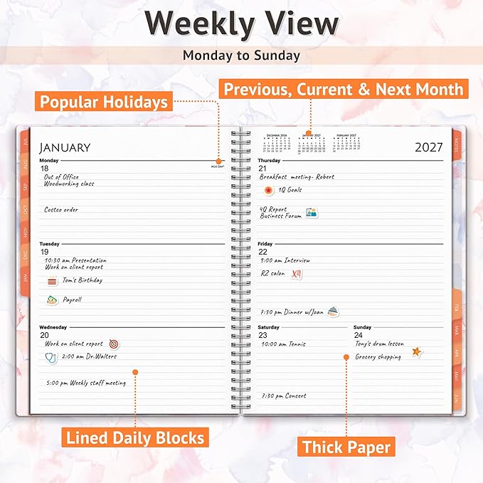 CRANBURY Planner 2026-2027 8.5x11, Academic Year Monthly and Weekly Calendar Planner, Jul 2026 - Jun 2027, Teacher Student Planning Agenda book with Tabs, Perfect for School Office Supplies