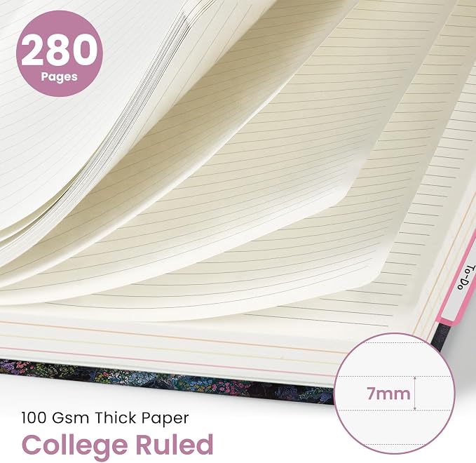 Taja Spiral Notebooks for Work 5 Subject Notebook with Removable Dividers