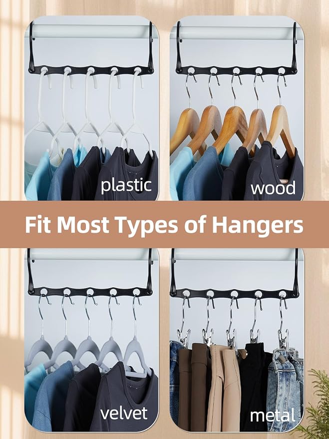 HOUSE DAY Space Saving Hangers 16 Pack, Closet Organizers and Storage | Closet Organizer Space Saver, Multifunctional Hangers for Small Closet, College Dorm Room Essentials for Girls, Black