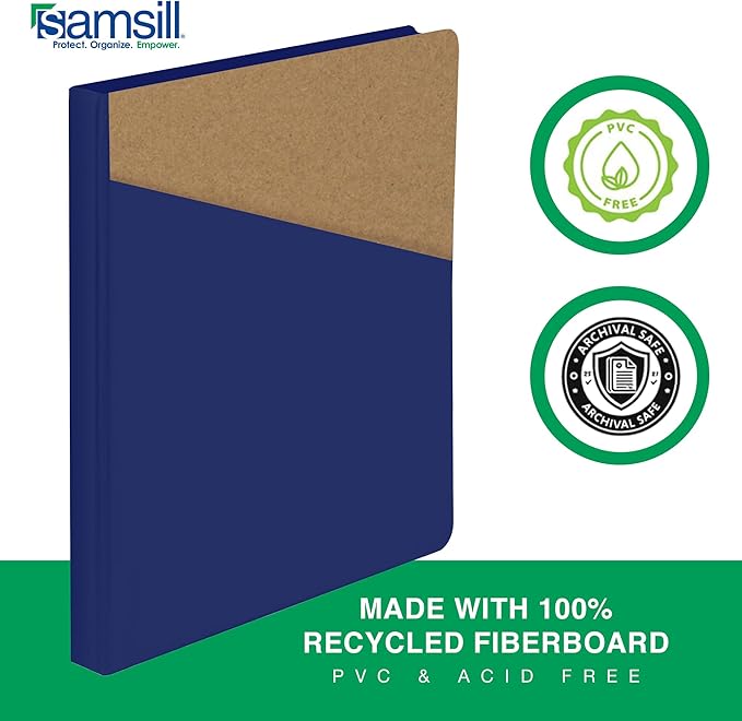 Samsill Durable 0.5 Inch Binder, D Ring Binder, Customizable Clear View Cover, Dark Blue, Holds 125 Pages