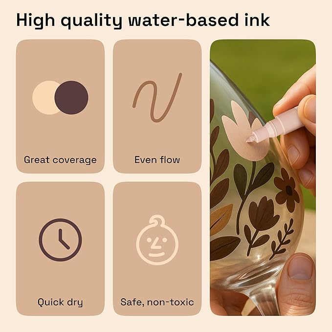 ARTISTRO 12 Skin Tone Paint Pens for Glass Marking, Rock Painting, Ceramic, Wood, Fabric, Scrapbooking, DIY Craft Making, Coloring - Acrylic Paint Markers Extra-Fine Tip 0.7mm