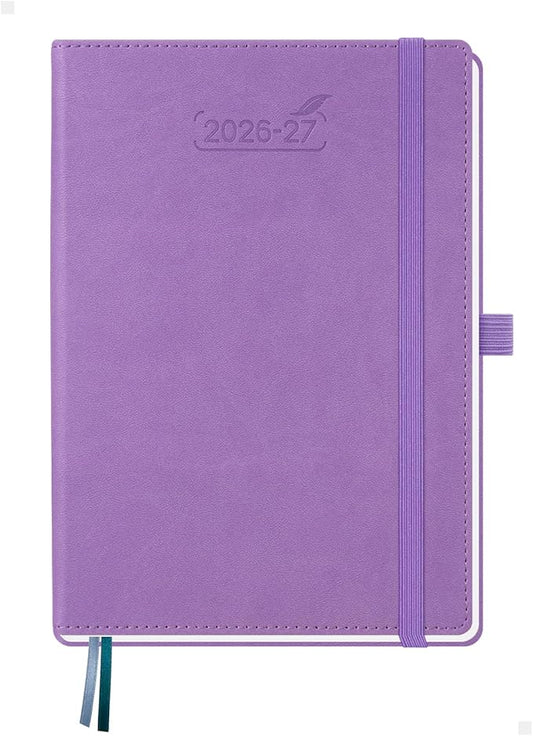 BEZEND Weekly Planner 2026-2027 (6" x 8.5") with Hourly Timeslots (Jul 26-Dec 27) 18 Months Academic Calendar & Monthly Tabs, Ideal for Students, Work & Home, PU Leather Hardcover -Lavender