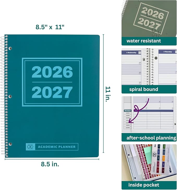 Order Out Of Chaos Academic Planner 2026-2027 Daily Weekly and Monthly Calendar, School Agenda Book, July 2026-June 2027 planner 8.5 x 11 Homework Organizer (Navy)