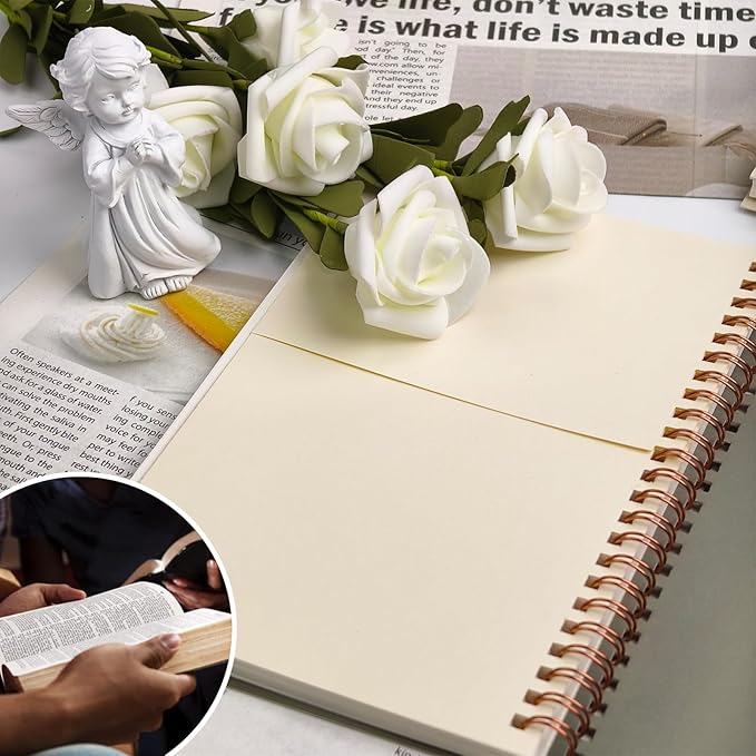 Prelady Spiral Notebooks for Women, 2 Pack College Ruled Wirebound Notebooks with Gold Floral Design, Aesthetic Journaling Notebooks for Writing, School, Work, Office Supplies (Beige/Sage)