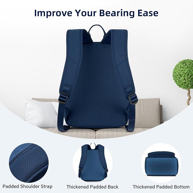 HanTrip 13 Inch Mini Small Travel Backpack Cary on For Women Men, Navy Blue | 13L Capacity, Lots of Pockets, Padded Shoulder Strap, Lightweight, Water Resistant, Bookbag for College, Commuter, Work