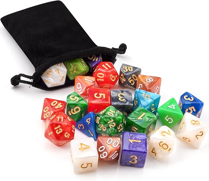 70 Pcs Polyhedral Dice Set for Dungeons and Dragons - 10 Complete 7-Dice Sets with Bags, D4 D6 D8 D10 D% D12 D20 - Ideal for DND RPG MTG Tabletop Games, Gifts for Gamers