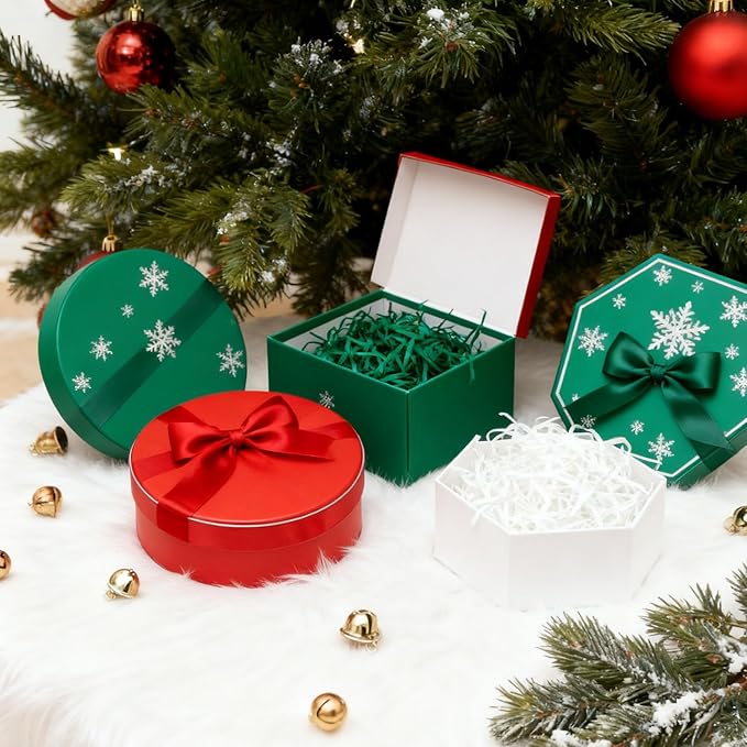 Raffia Paper Shreds, 300g Shredded Paper for Gift Box, Christmas Shred Filler for Gift Wrapping & Basket Filling(Red, white, green)