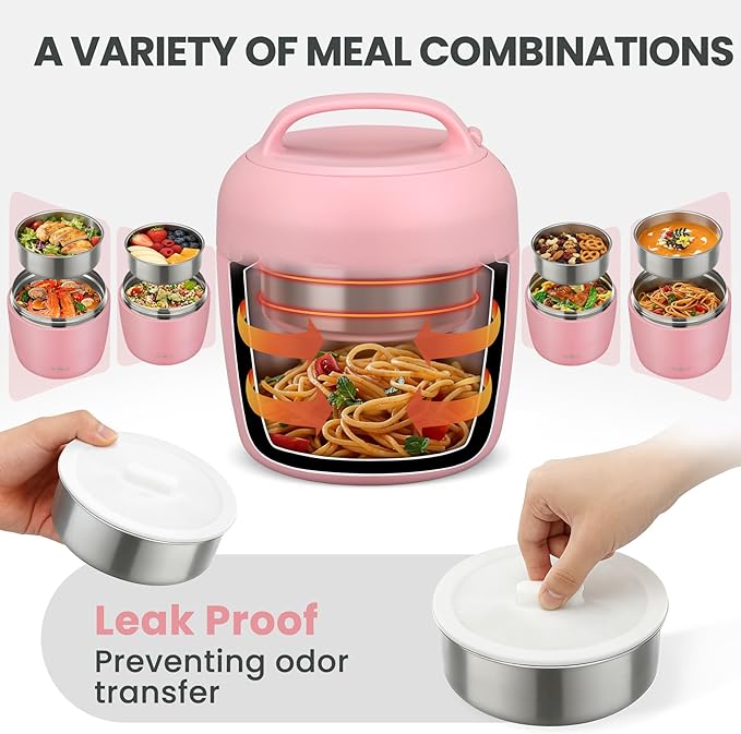 wiwens Thermo Food Jar for Hot Food Adults 32OZ Soup Thermo Lunch Containers Wide Mouth Vacuum Insulated Stainless Steel Leakproof Bento Box with Spoon