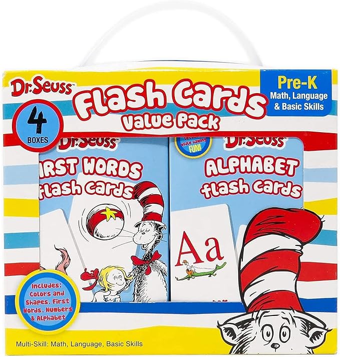 Leap Year Dr. Seuss 4-in-1 Educational Flash Cards Value Pack | Abc's Alphabet, First Words, Colors & Shapes, and Numbers | for PreK to Kindergarten