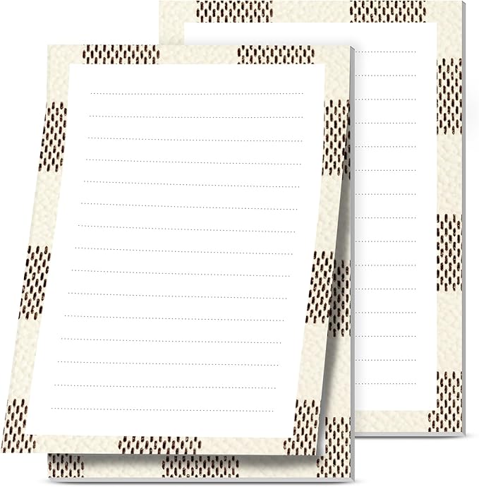 2 Pack Lined Sticky Notes 4x6 in, Cute Self-Stick Notepads with Lines, Large Memo Pads Strong Adhesive for Office, Home Luxury Checkerboard