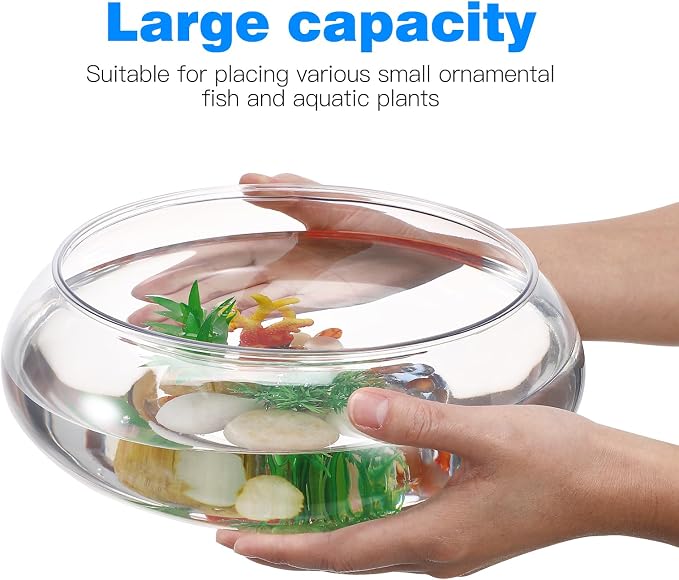 Kisangel Transparent Aquarium Tank 9.52 Inch Desktop Betta Fish Tank Small Fish Bowl for Plants and Aquatic Pets Home and Office Decor