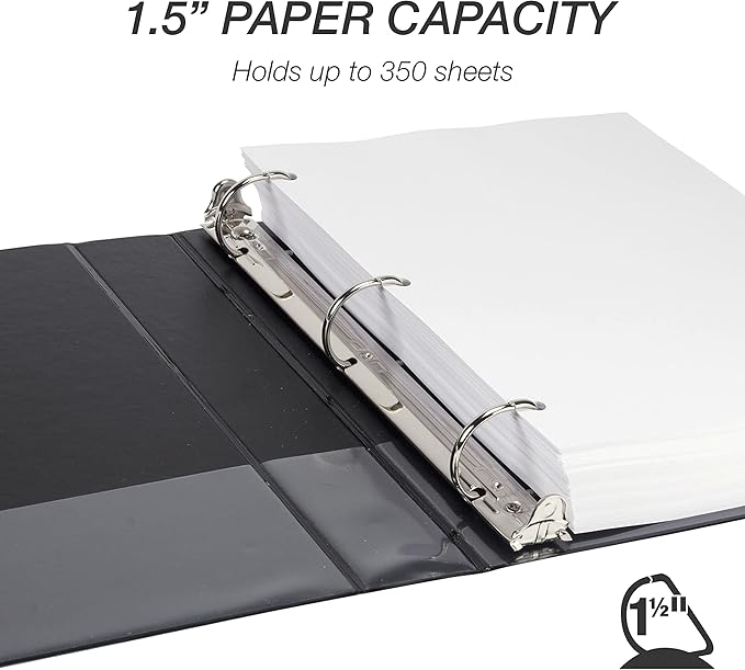 Samsill Durable 1.5 inch 3 Ring Binder, D Ring Binder, 100% Recycled Chipboard, Basic Assortment, 12 Pack