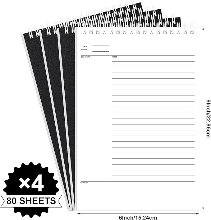 Cholemy 4 Pack Steno Notebooks, 6x9 Inches, 320 Sheets (80 Sheets/pad) Notes Notebook Top Spiral Ruled Writing Pads for School Office Business Students Teachers & Note Taking