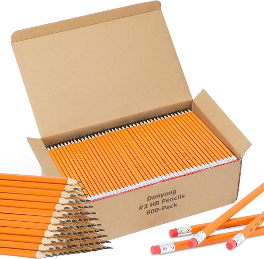 600 Pack #2 HB Pencils Bulk, Pre Sharpened, Number 2 Pencils, Yellow | School Supplies Teacher Office Essentials Accessories, Number 2 HB Graphite Pencils for Writing, Drawing and Sketching