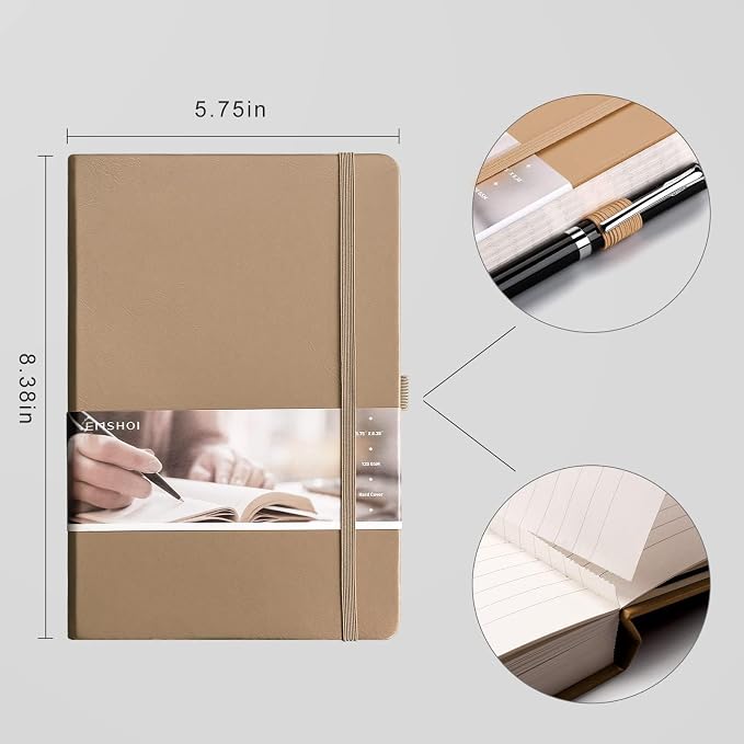 EMSHOI Lined Journal Notebook, 256 Numbered Pages, A5 Size (5.7'' x 8.3'')