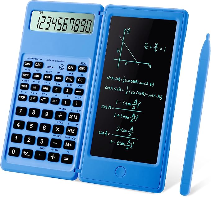 IPepul Scientific Calculators for Students, Blue Math Calculator with Notepad,10-Digit Large Screen, Classroom Must Haves for Middle High School Supplies & College （Blue）