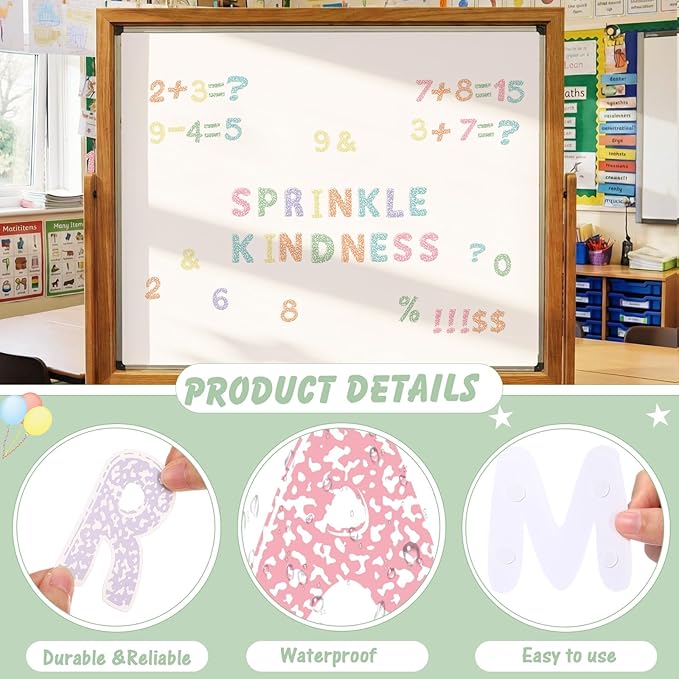 221 Pcs Composition Notebook Bulletin Board Letters, Round Alphabet Number Punctuation Symbol Combo Letter Cutouts, Pastel Classroom Decor for Summer School Chalkboard Whiteboard Poster Wall