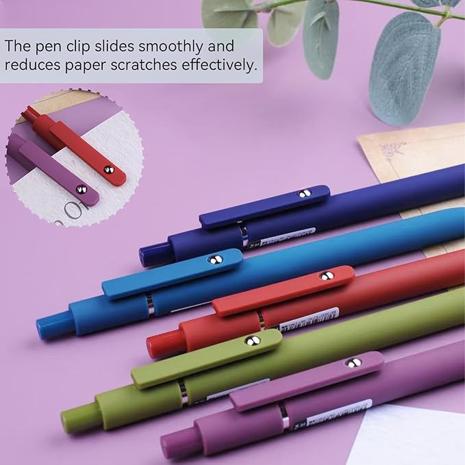ACEES Gel Pens, 5Pcs 0.5mm Fine Point Black Ink Pens With Smooth Writing,Office Desk Accessories,Quick Dry Pens For Journaling,Ballpoint Writing Supplies, Gift for Women and Men (Retro)