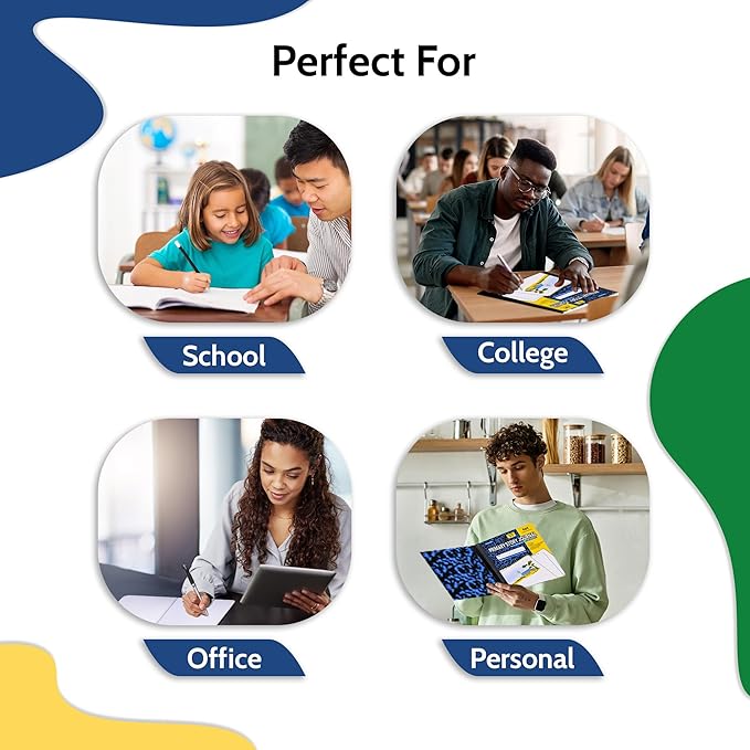 12 Pack - EPI Primary Ruled Composition Notebook Black - 200 Pages (100 Sheets), 9-3/4 x 7-½ - Classroom Back to School Supplies, Heavy Duty, Durable Hardcover Office Notebooks, Sewn