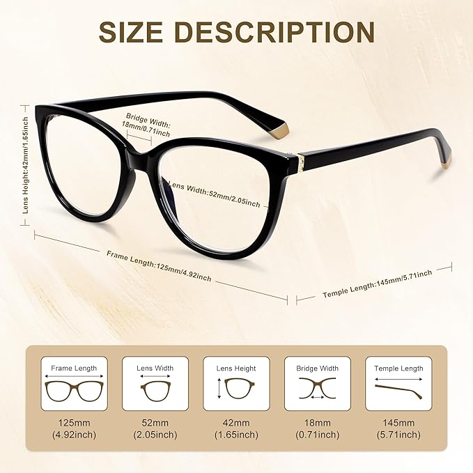 EASY READ Reading Glasses for Women,Cat Eye Computer Blue Light Blocking Readers