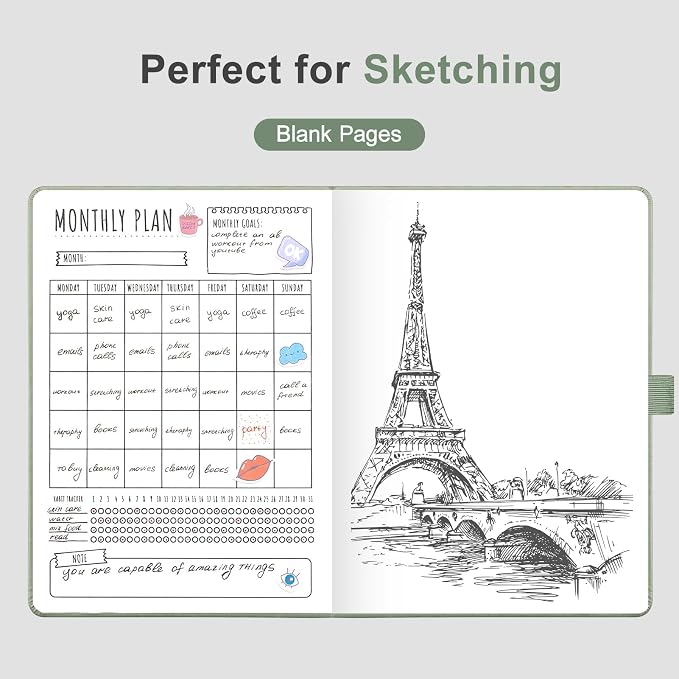AHGXG Blank Journal Notebook, 160 Pages, A5 Medium Size (5.7'' x 8.3'')